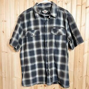 Harley Davidson Motor Clothes Shirt Button Up Plaid Style Motorcycles Sz L